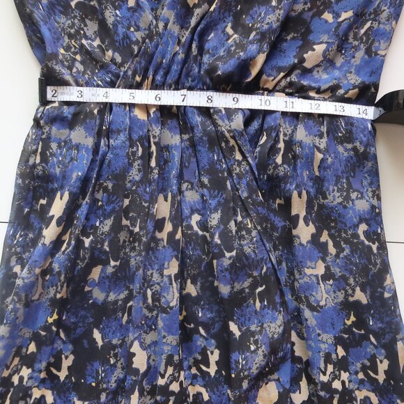 Charlotte Ronson Blue Abstract Print Silk Chiffon Sleeveless Flowy Dress Size 2 - Picture 11 of 13